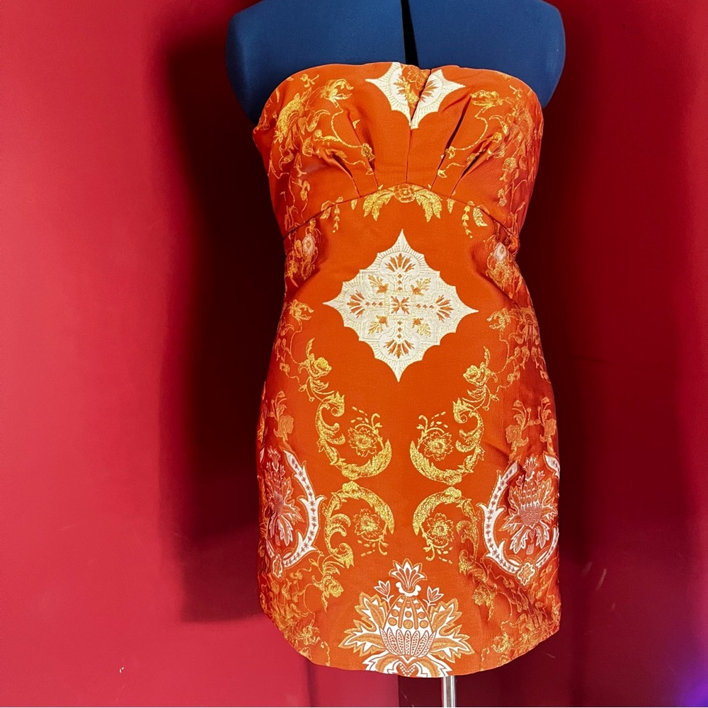 Free People Strapless Damask Mini Dress - Picture 3 of 16